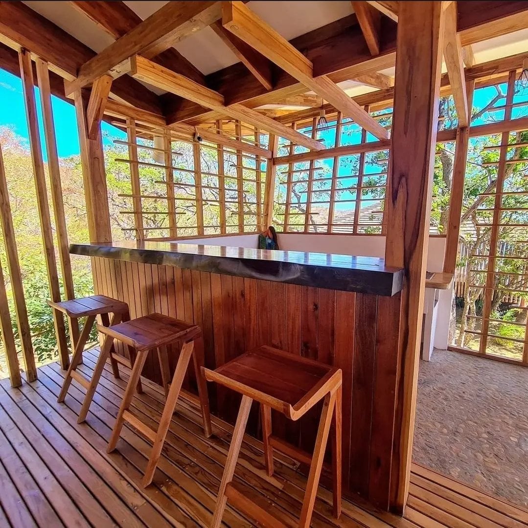 The open air bar in the trees