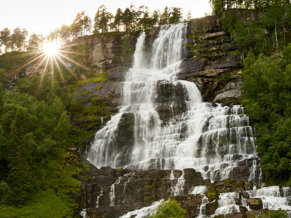 A waterfall on the road outside Voss
