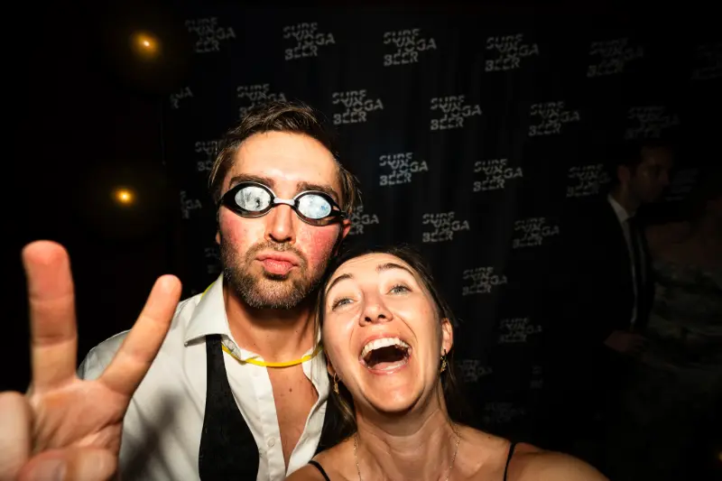 Swim goggles with a bow tie
