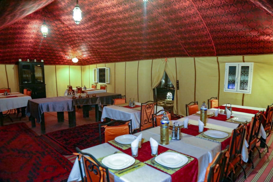 The restaurant tent at Sahara Desert Luxury Camp