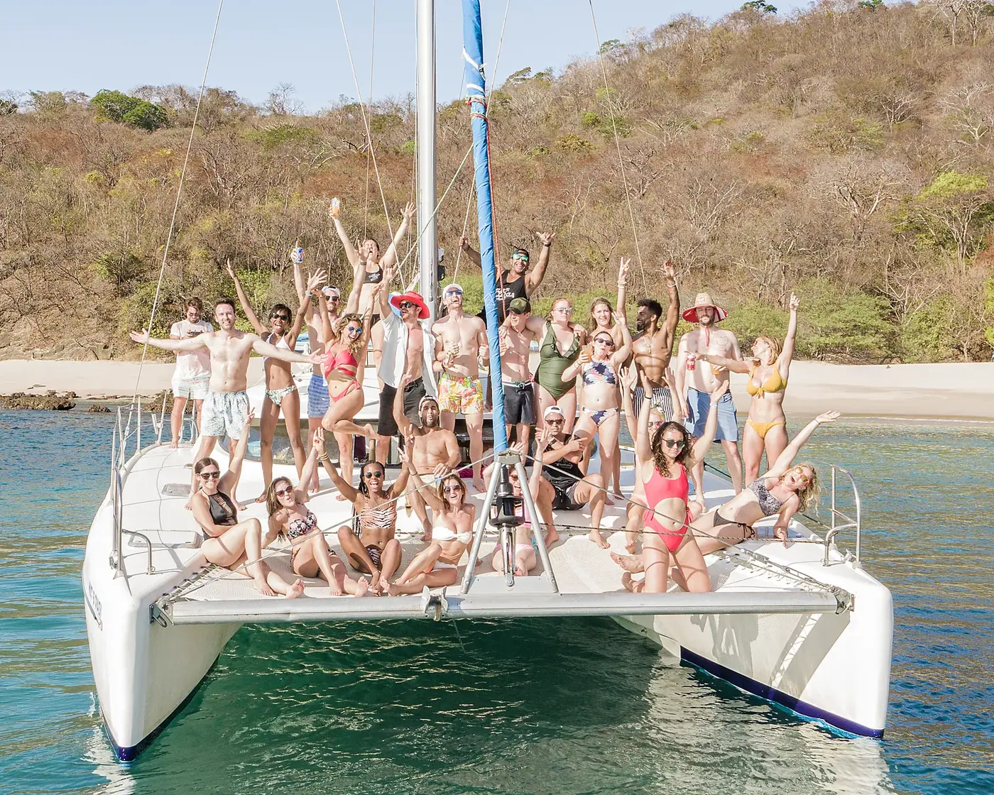 SurfYogaBeer crew on a catamaran off the Nicaraguan coast