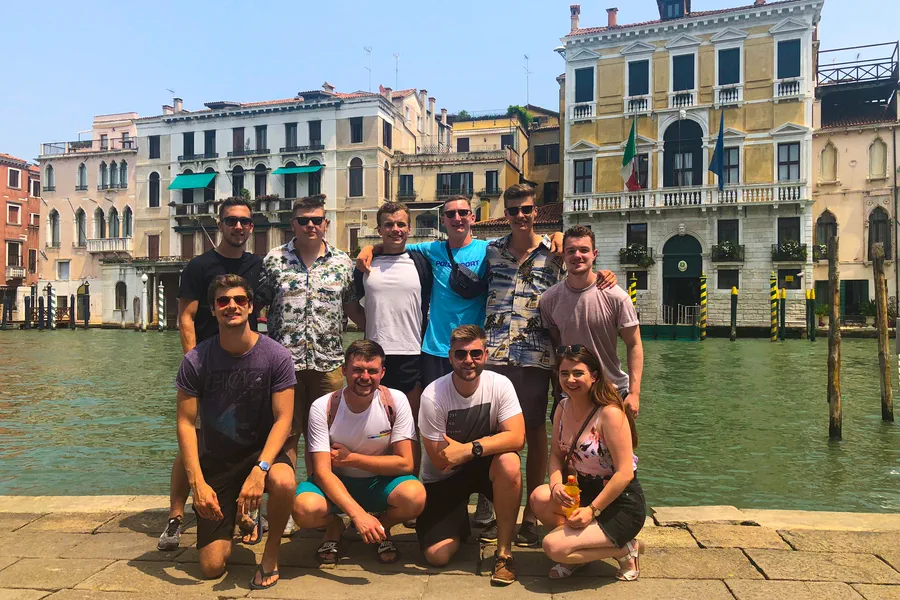 Dash to Dubrovnik group on Venice's Grand Canal during the student travel Europe road trip