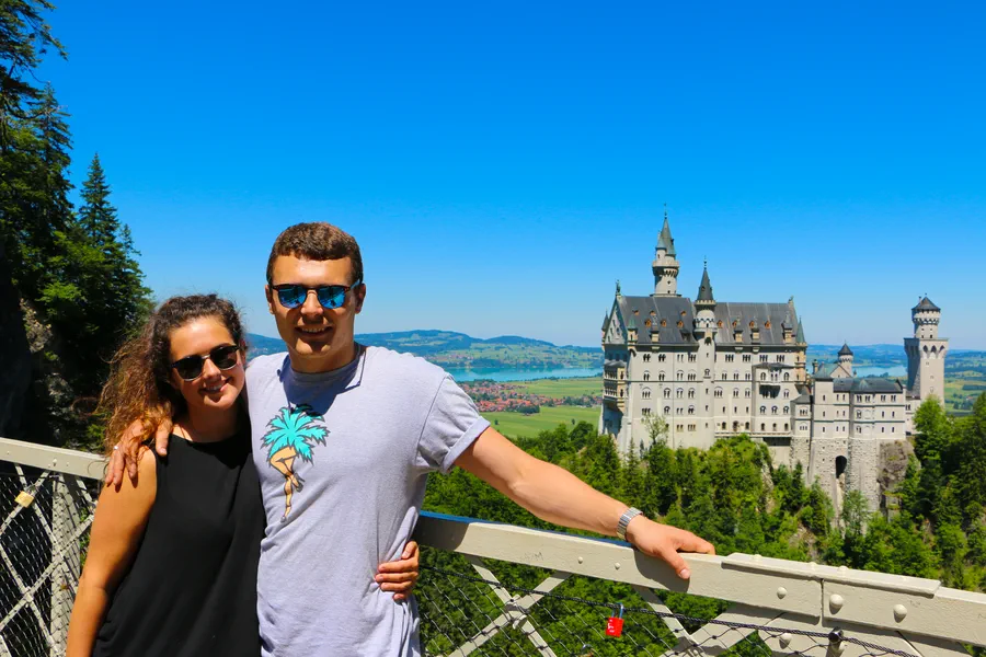 Neuschwanstein castle above the valley in the Bavarian Alps, a highlight of the Dash to Dubrovnik student road trip