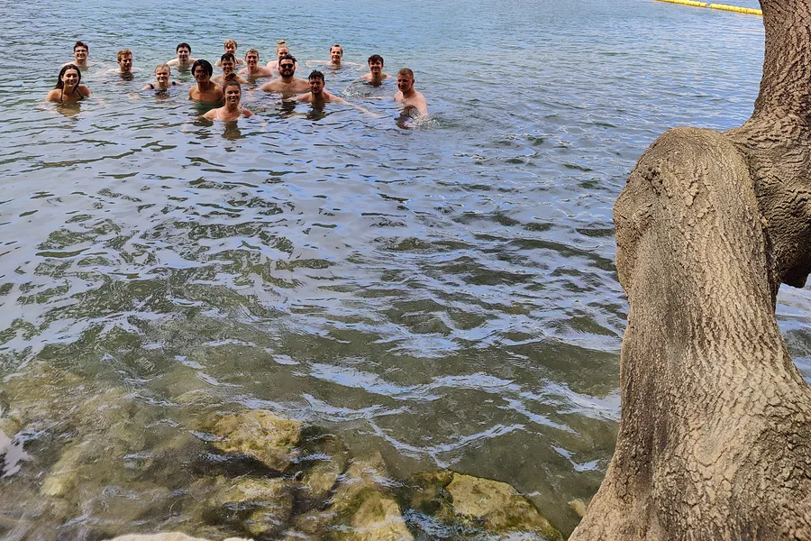 Dash to Dubrovnik group cooling off with a wild swim on the free day of the Europe road trip