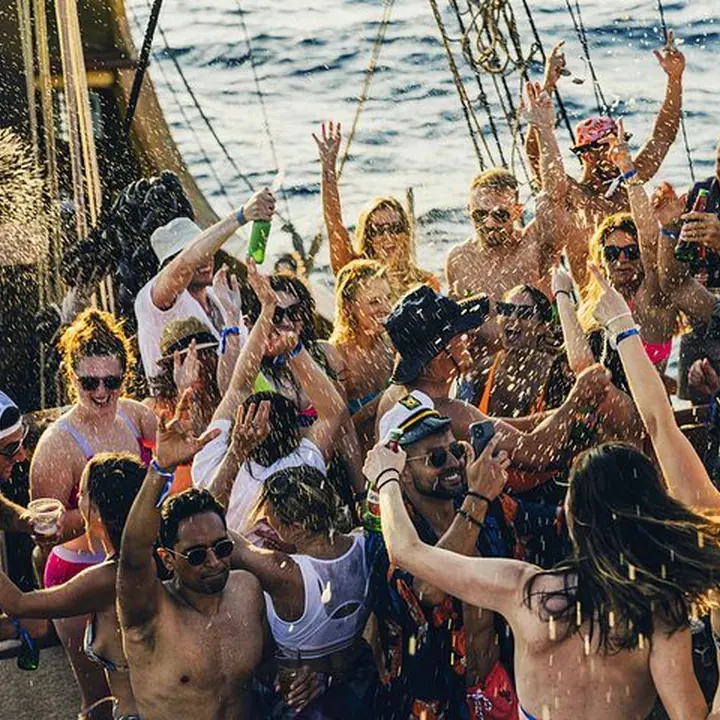 SYB crew dancing on the deck of the wooden ship on the SYB Croatia trip