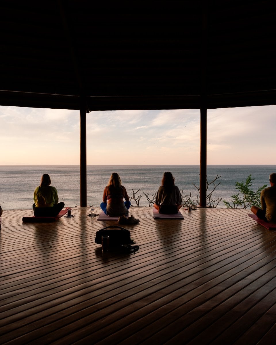 Sunrise meditation on the deck at Playa Maderas, Nicaragua
