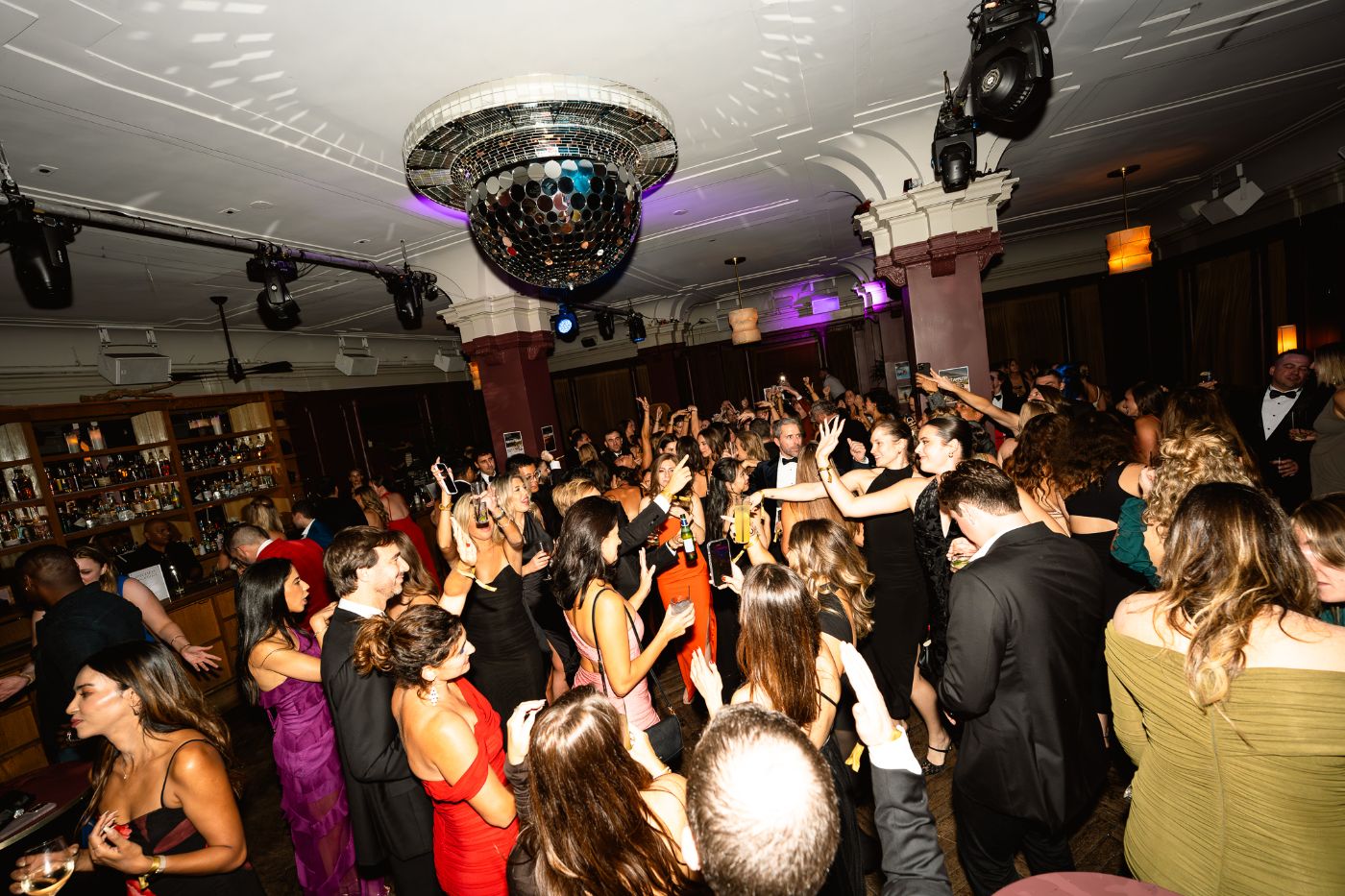 The dance floor under the disco ball