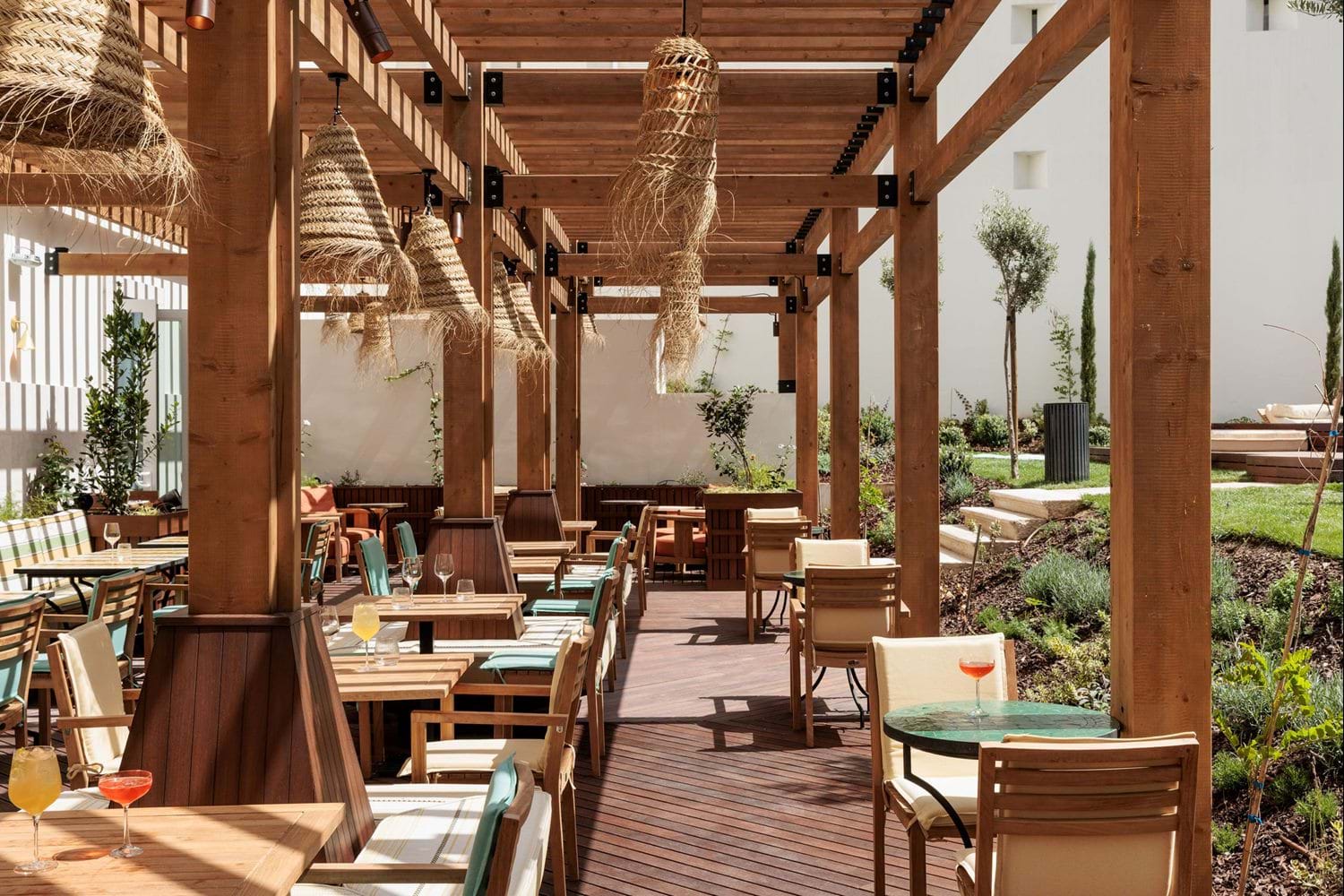 The terrace restaurant beside the pool