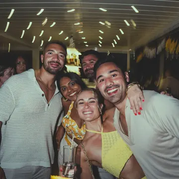 Friends squeezing in for a photo on a night out on the SYB Amalfi Coast trip