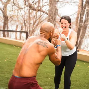 Partner workout and a lot of laughing on the lawn on the SYB Nicaragua Surf Camp trip