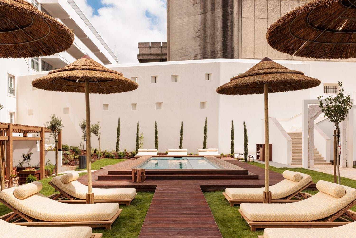 The courtyard pool at Locke de Santa Joana in Lisbon