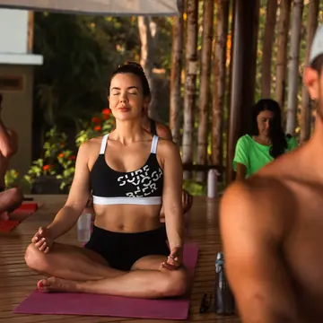 Seated meditation on the yoga deck on the SYB Nicaragua Surf Camp trip