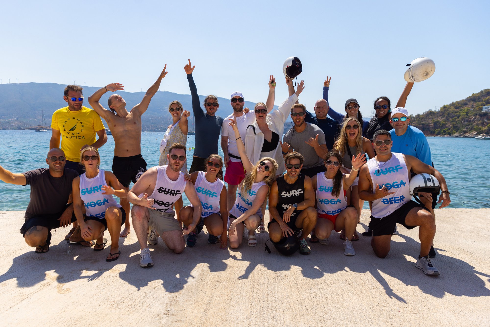 The whole SurfYogaBeer Greece crew together