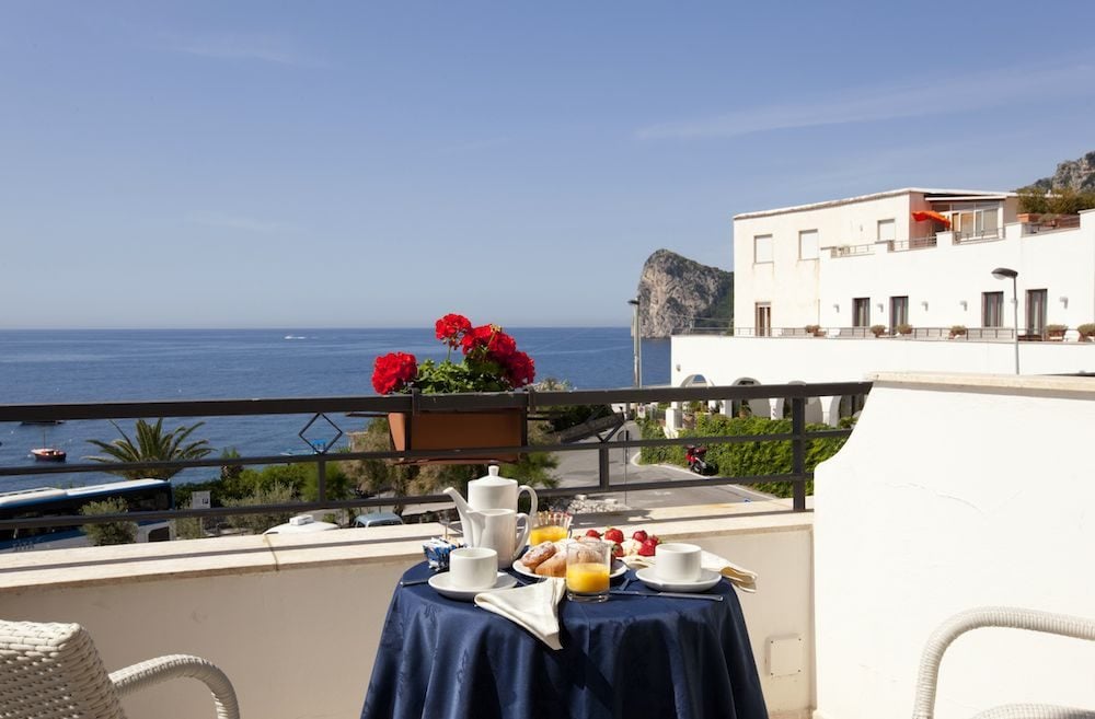 Breakfast on a balcony over the water