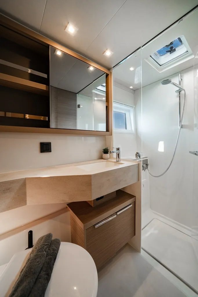 The private bathroom and shower on Mary Grace II