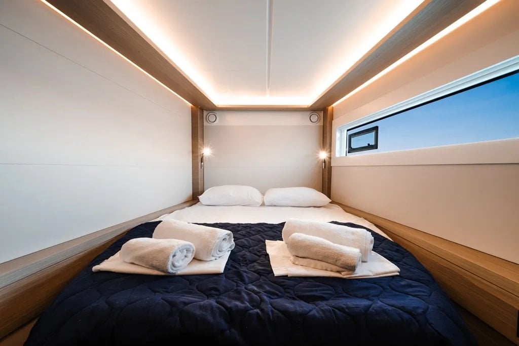 A Mary Grace II cabin with a double bed