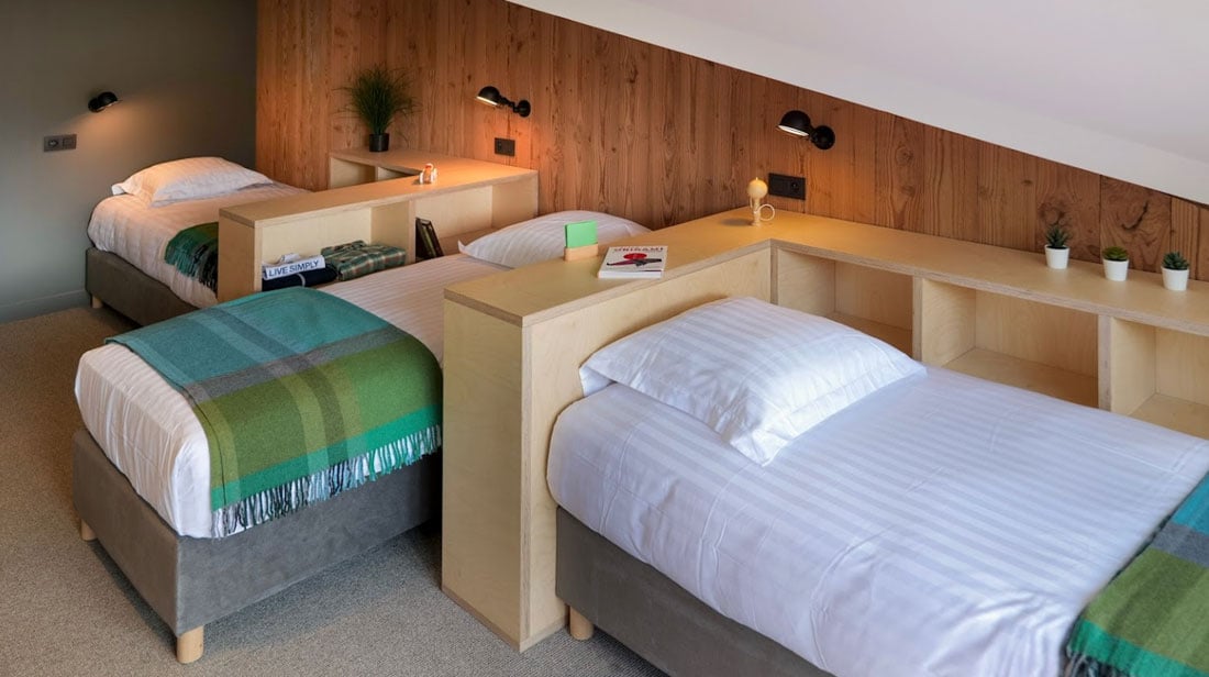 A shared room with two single beds at the hotel in Chamonix