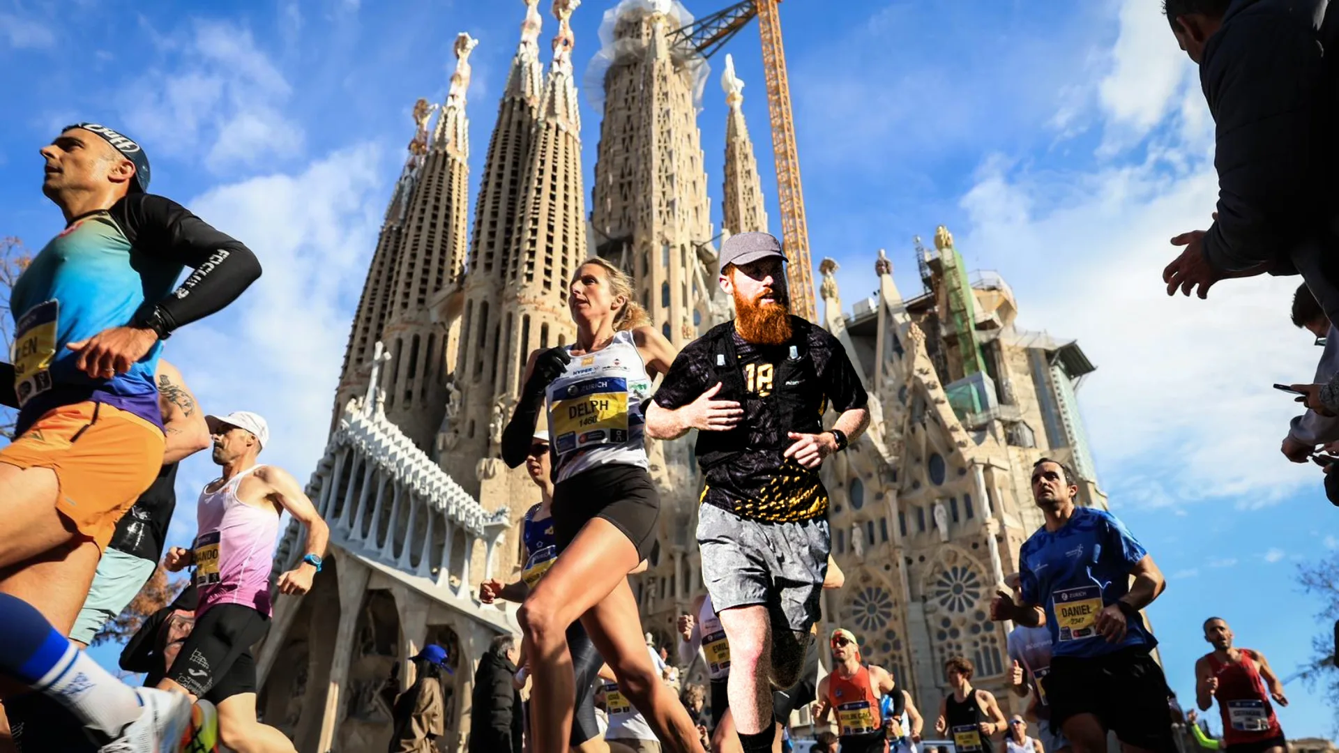 Hardest Geezer, Russ Cook, at the Barcelona Marathon with Hardest Adventures.