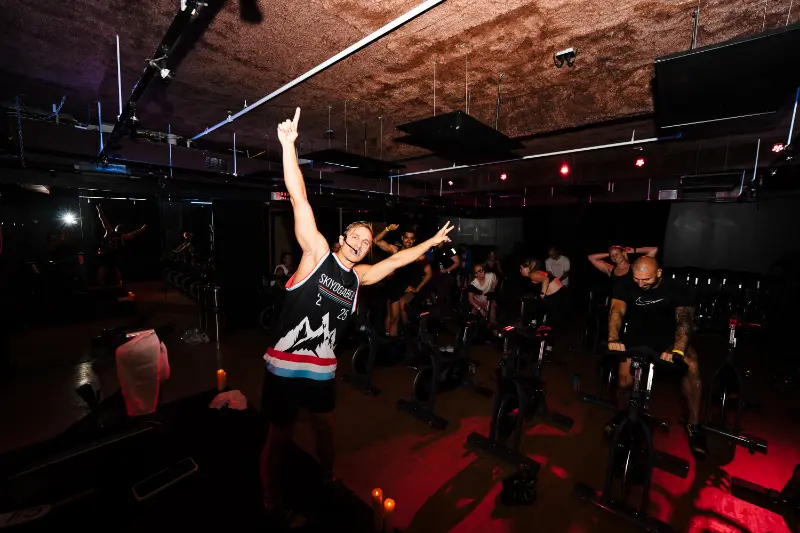 Rider cheering mid-class