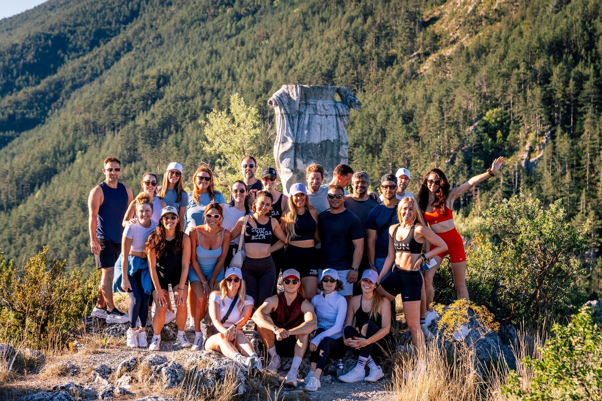 The SurfYogaBeer crew on a mountain above the Verdon Gorge