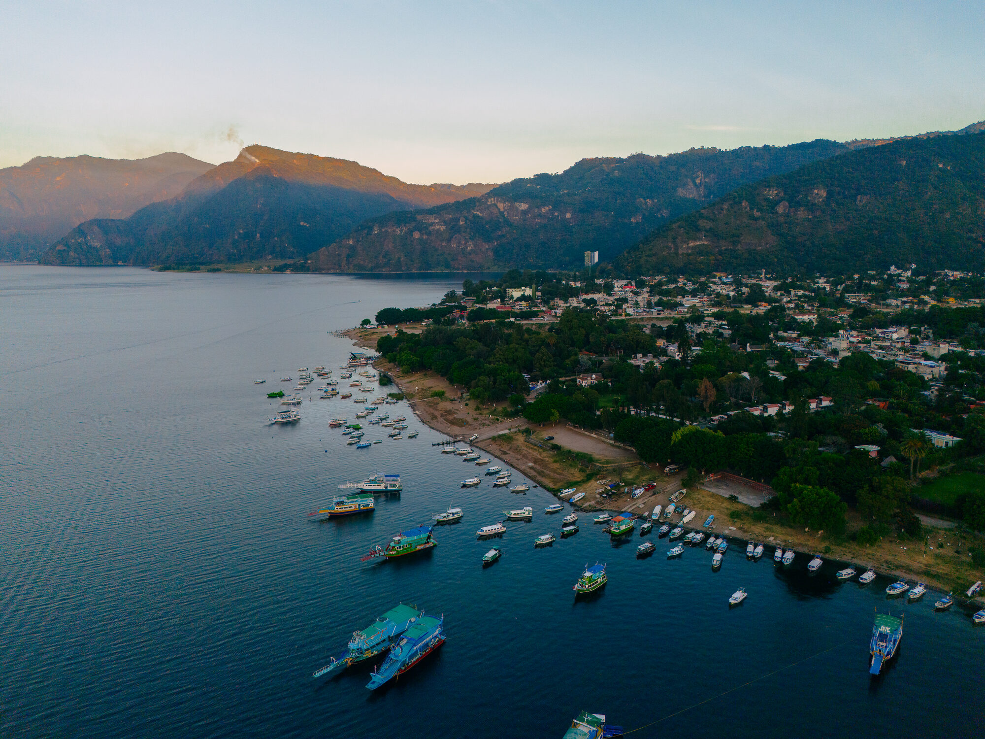 Boats moored on Lake Atitlan