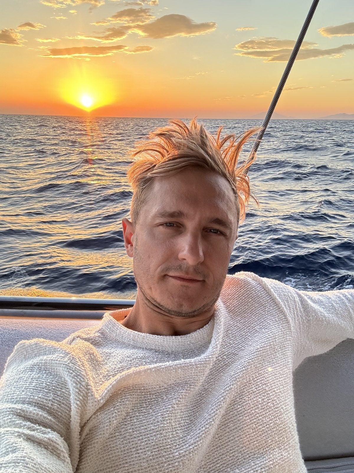 Mantas on a boat at sunset in Turkey