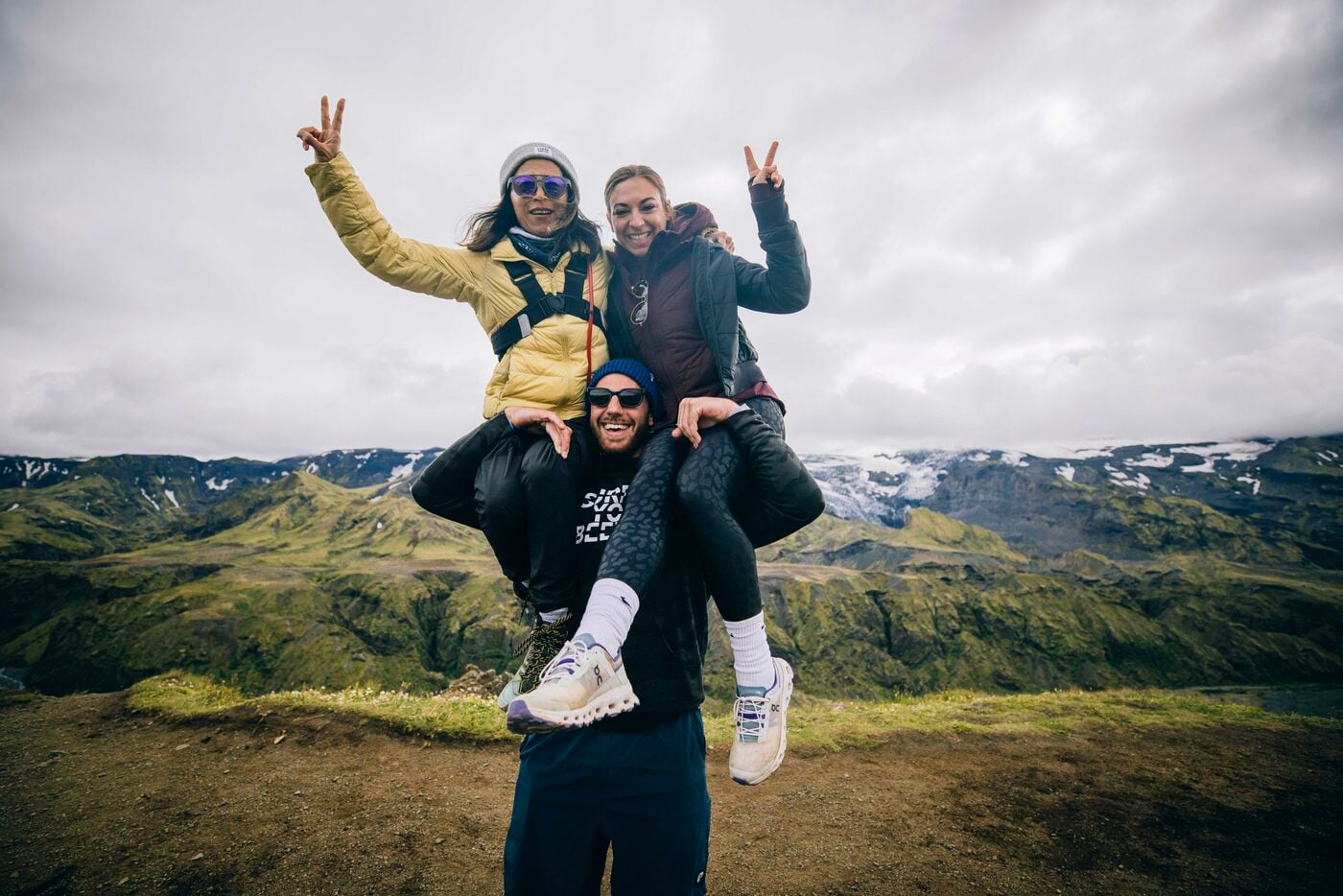 SurfYogaBeer hiker on a ridge in Thorsmork, Iceland