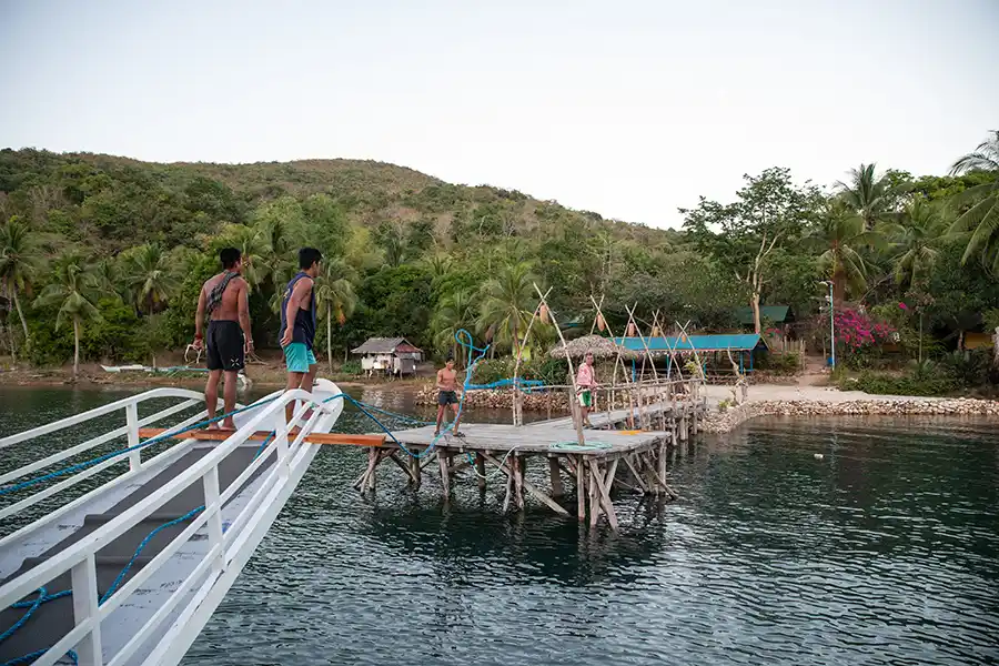 El Nido bay and limestone cliffs at sunset