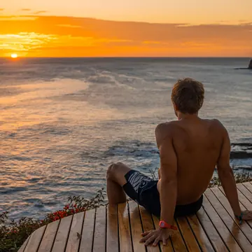 Watching the sunset from the villa deck