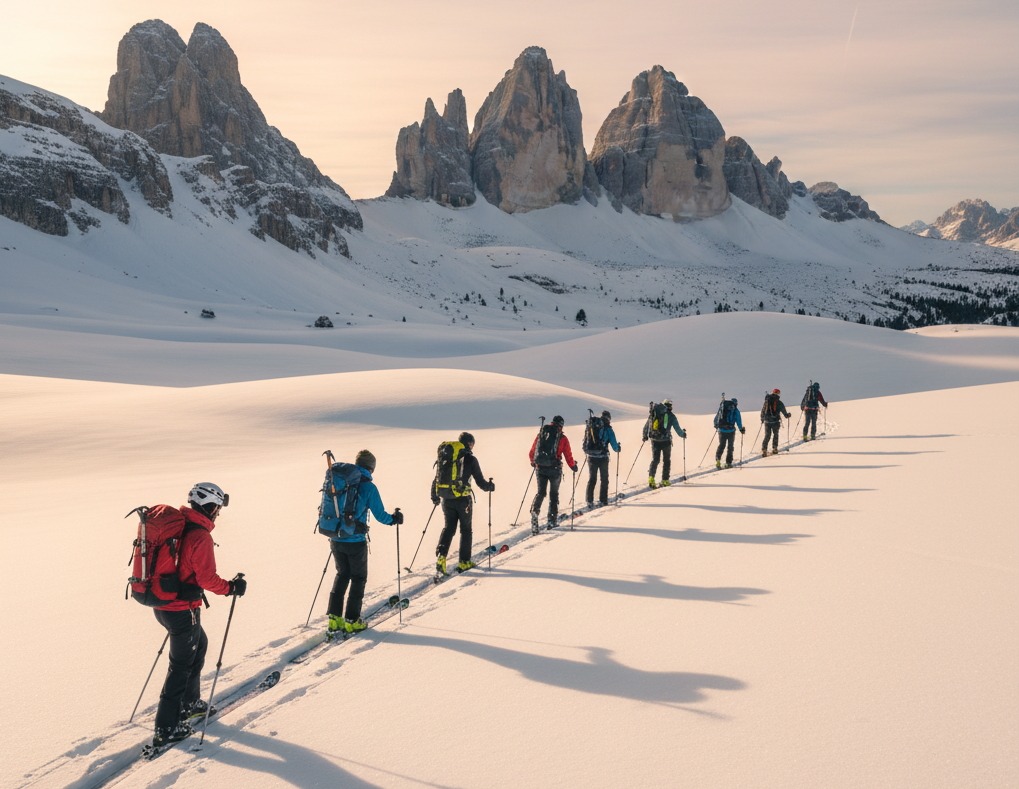 backcountry skiing in the Dolomites