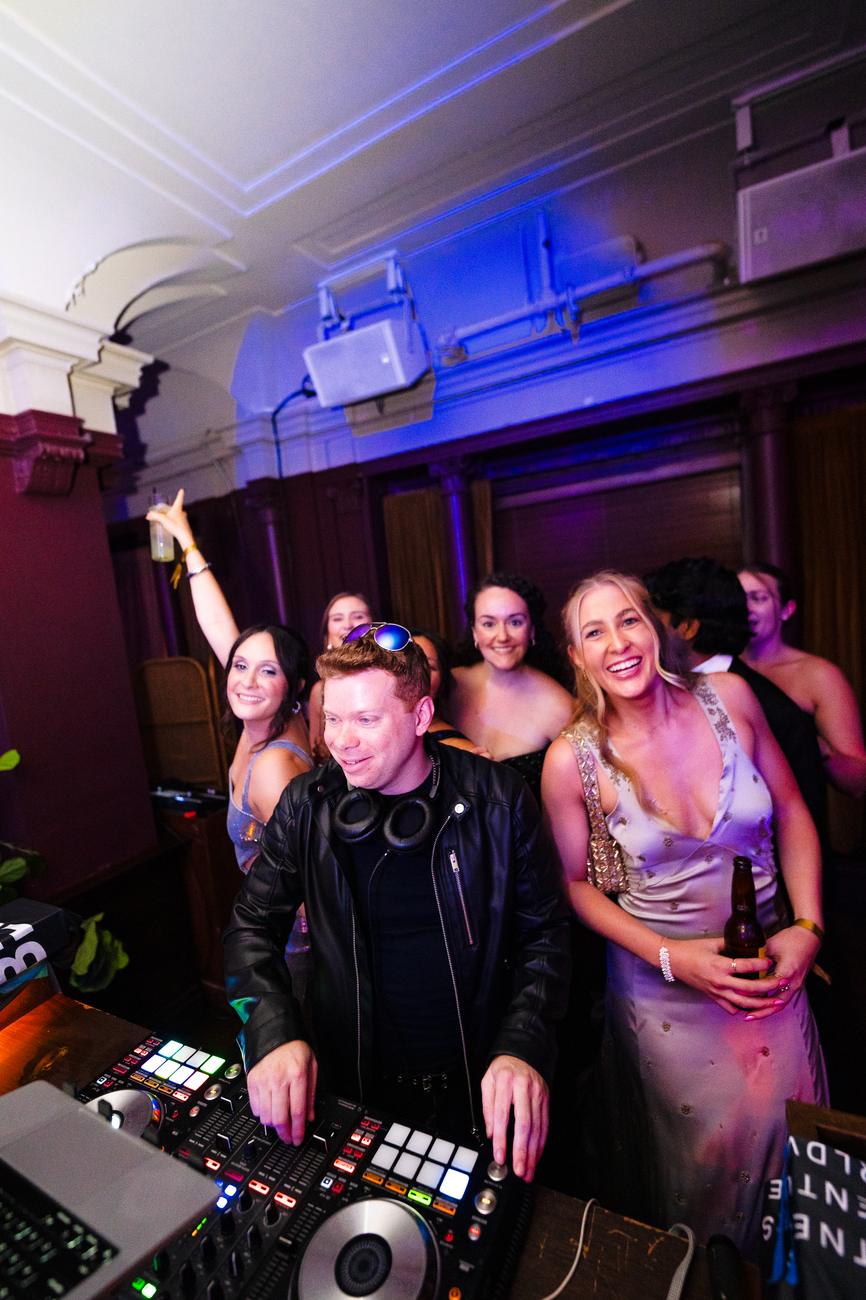 At the DJ booth
