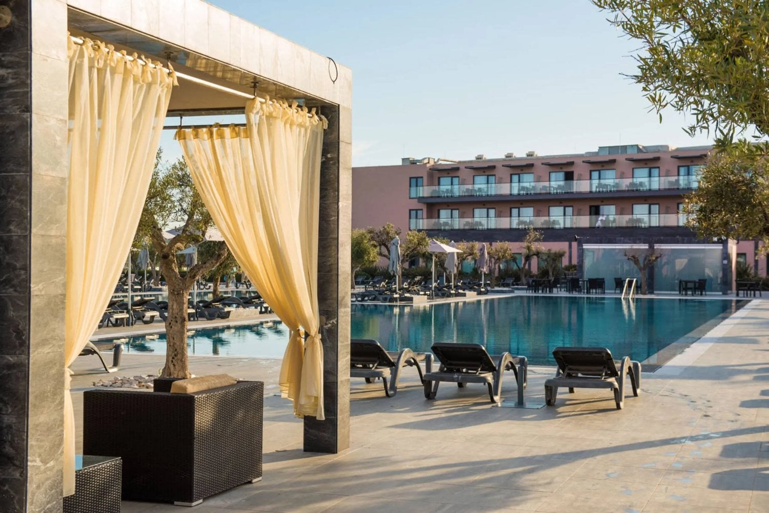 A cabana beside the pool