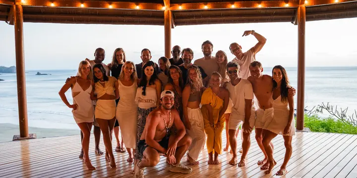 The crew dressed up on the deck at sunset on the SYB Nicaragua Surf Camp trip