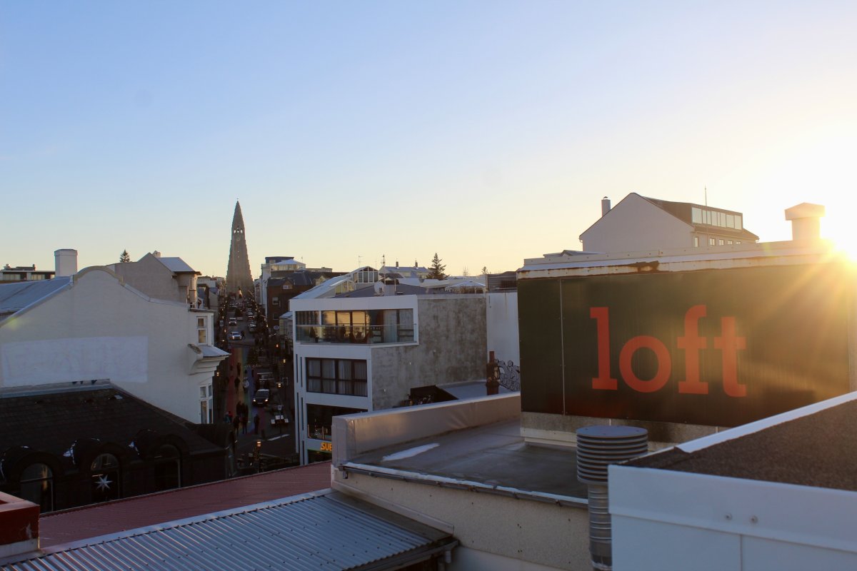 The view over Reykjavík from the Loft rooftop