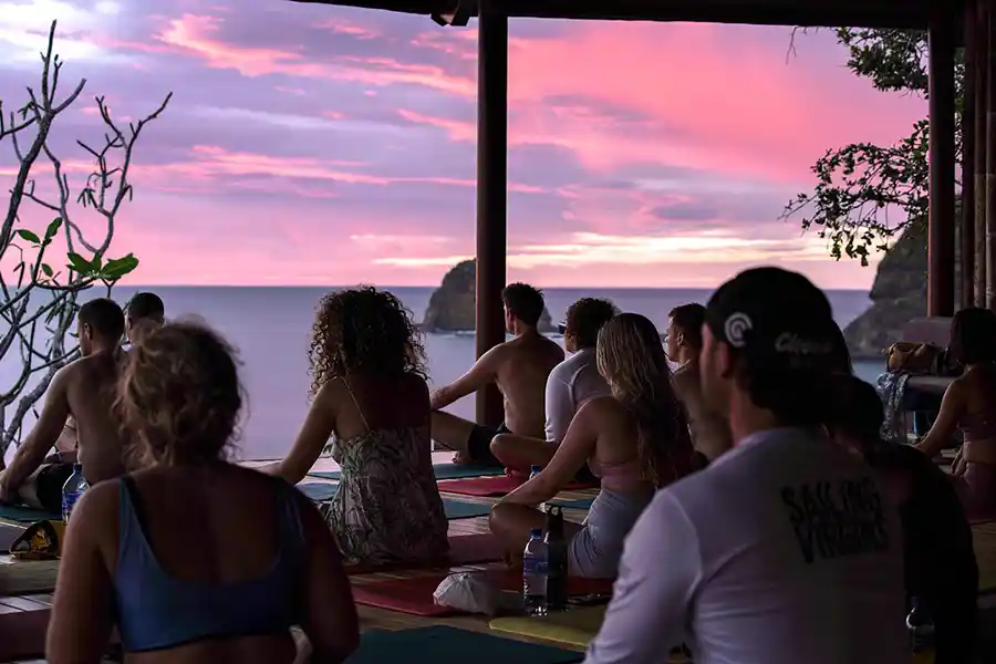 SurfYogaBeer crew at sunset on the last night in Nicaragua