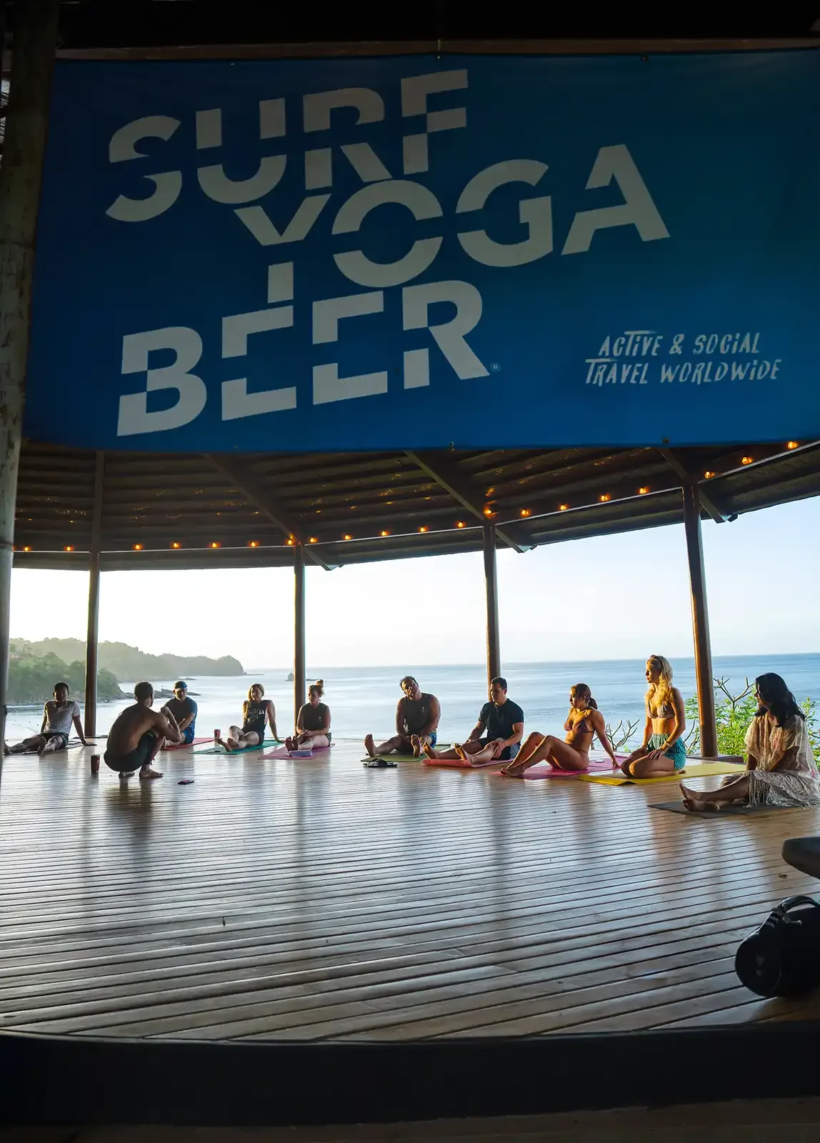 Sunset yoga on the deck at Villa Maderas in Nicaragua