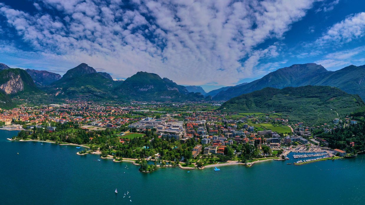 Riva del Garda and the lake from the air