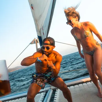 Dancing on the bow of the sailboat on the SYB Nicaragua trip
