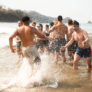 Running into the ocean together