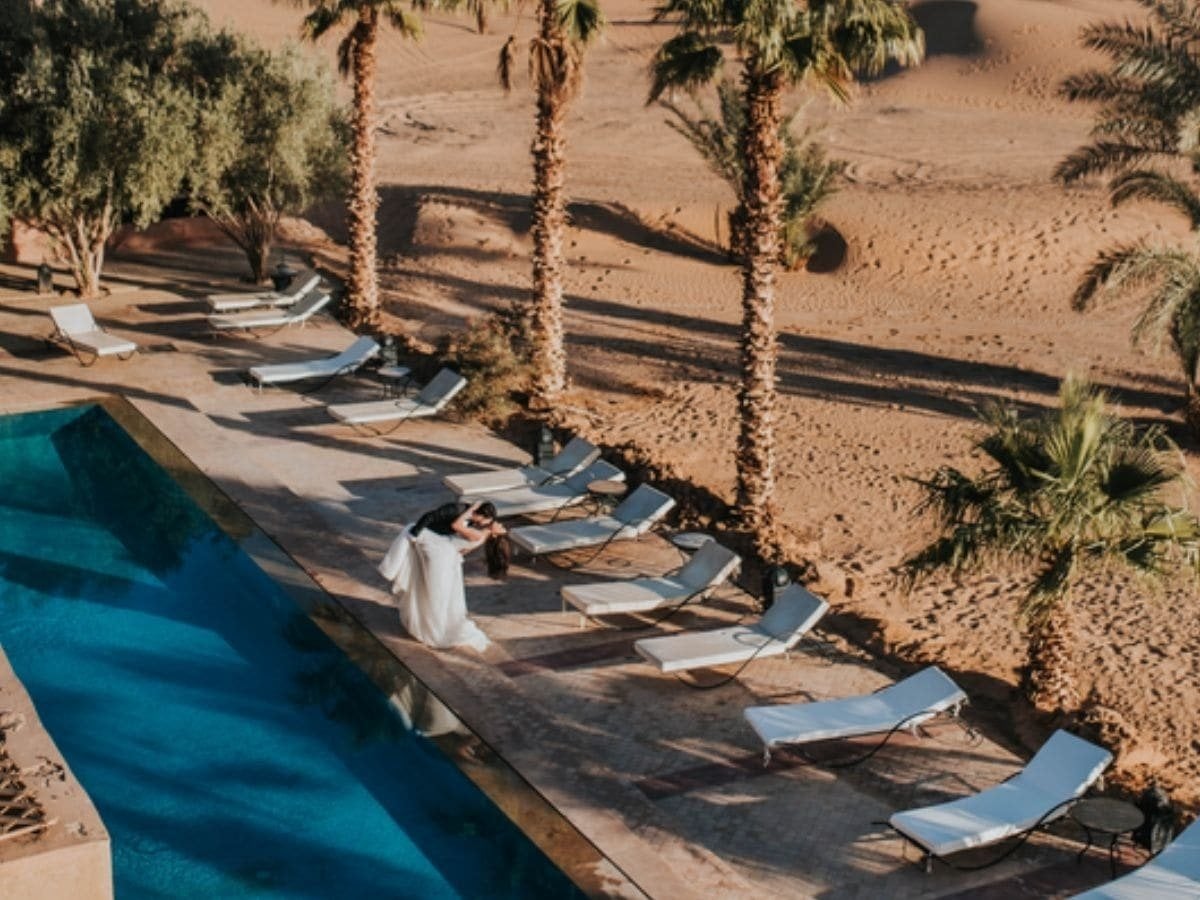Terrace and sun loungers at Kanz Erremal