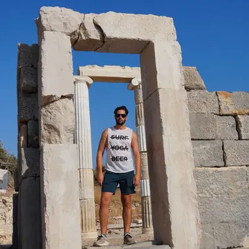 Standing in an ancient stone doorway on the SYB Turkey trip