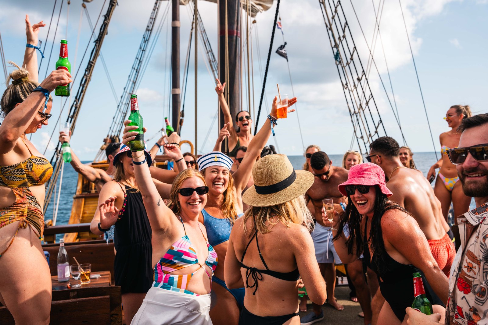 SurfYogaBeer guests on a 200ft pirate ship off Dubrovnik