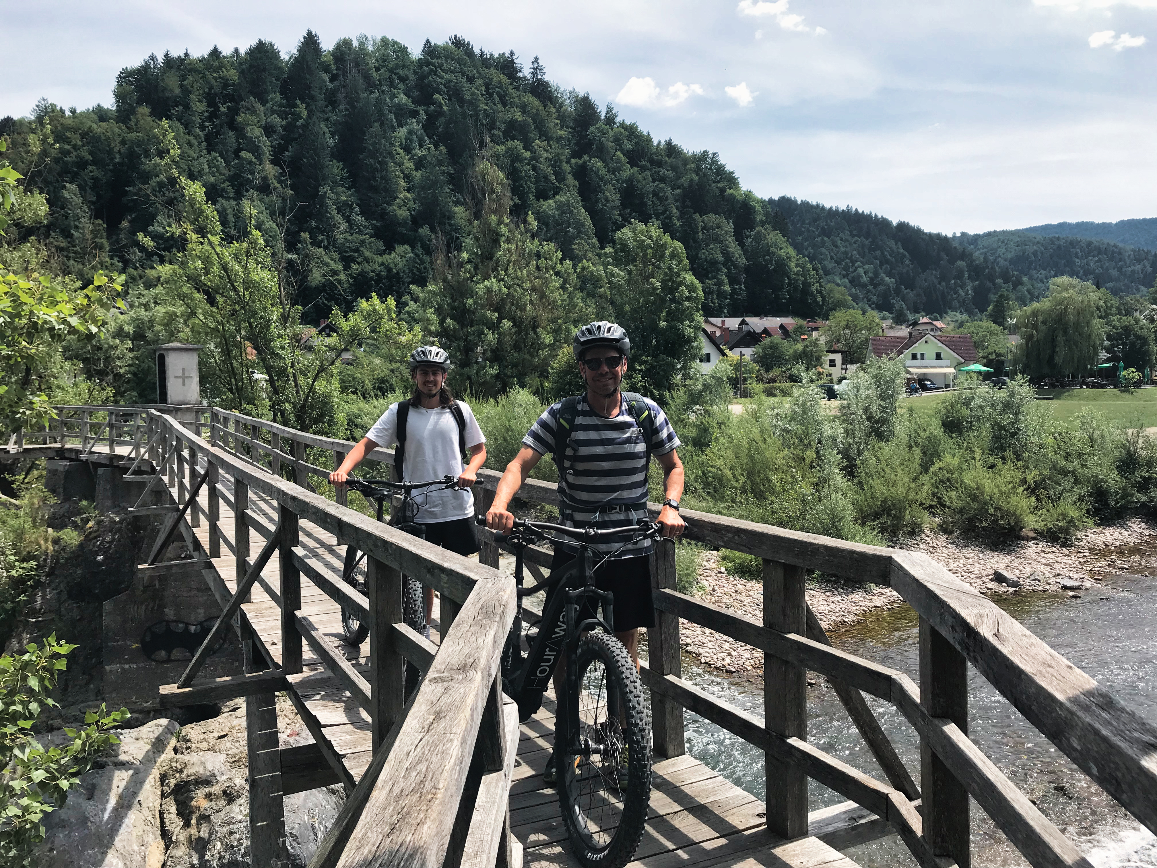Crossing the Devil's bridge in Škofja Loka