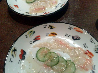 Langoustine carpaccio at Le Chapeau Melon, in the 19th Arrondissement, in Paris