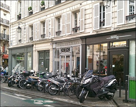 Rue Jacob, with the Isabel Marant shop to the far left and Monsieur Dreyfuss to the far right