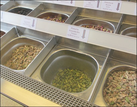 A selection of nuts at La Pistacherie