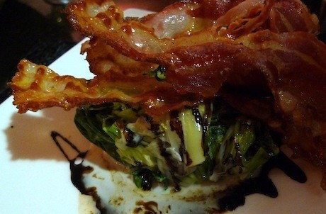 Young leeks with bacon at Christophe, a good restaurant in a tripisty part of the 5th Arrondissement of Paris