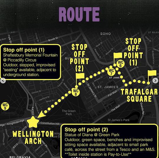 Route for London Trans Pride 