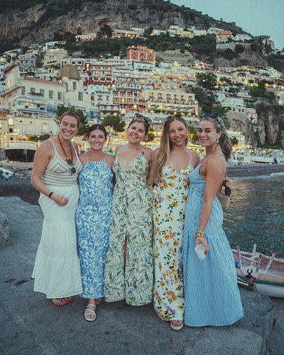 Positano seen from the water on the Amalfi Coast
