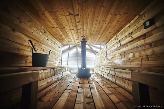 Unwind in a traditional wood-fire sauna perched on the Baltic Sea for an unforgettable escape